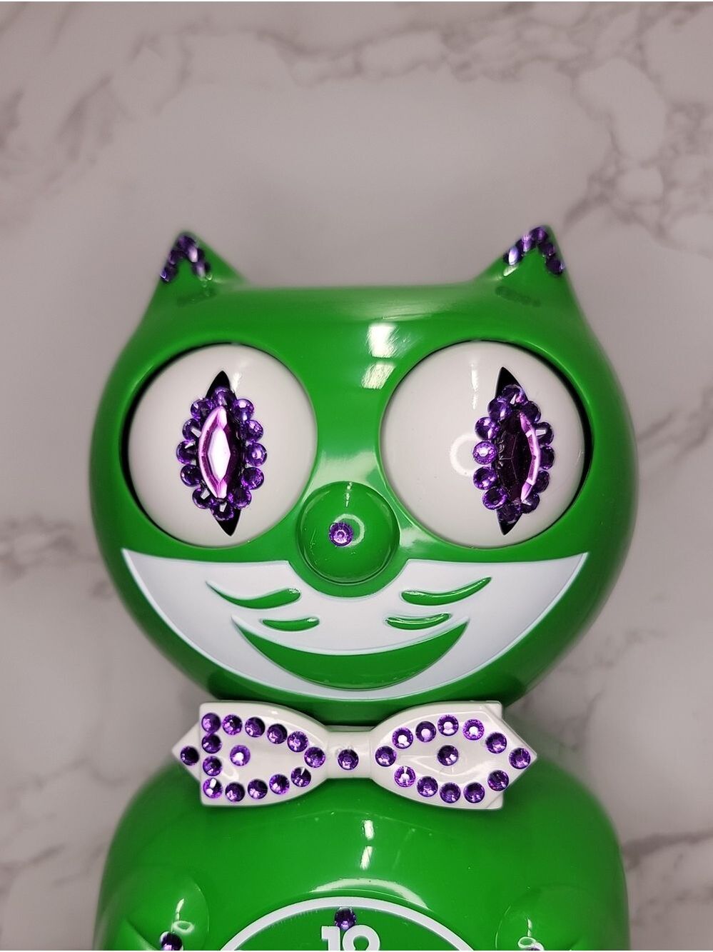 RARE Jeweled Classic Green Kit Kat Cat Klock Clock